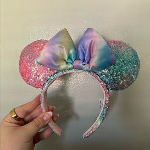 Disney Pastel Rainbow Sequin Mouse Ears Headband